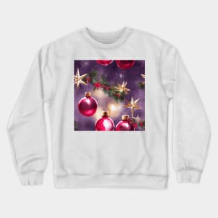 Multi-color Red and Green Watercolor Christmas Tree with Ball Ornaments Crewneck Sweatshirt